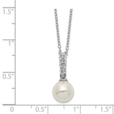 Sophia Jewelers Sterling Silver Shell Pearl CZ Necklace Polished 17 Elegant Design